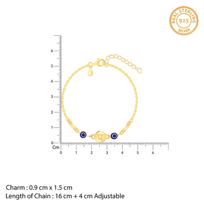 Golden Hindi Initial Evil Eye Bracelet
