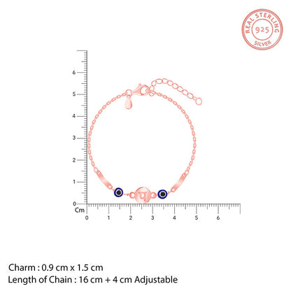 Rose Gold Hindi Initial Evil Eye Bracelet