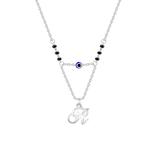 Silver Personalised Evil Eye Mangalsutra Necklace