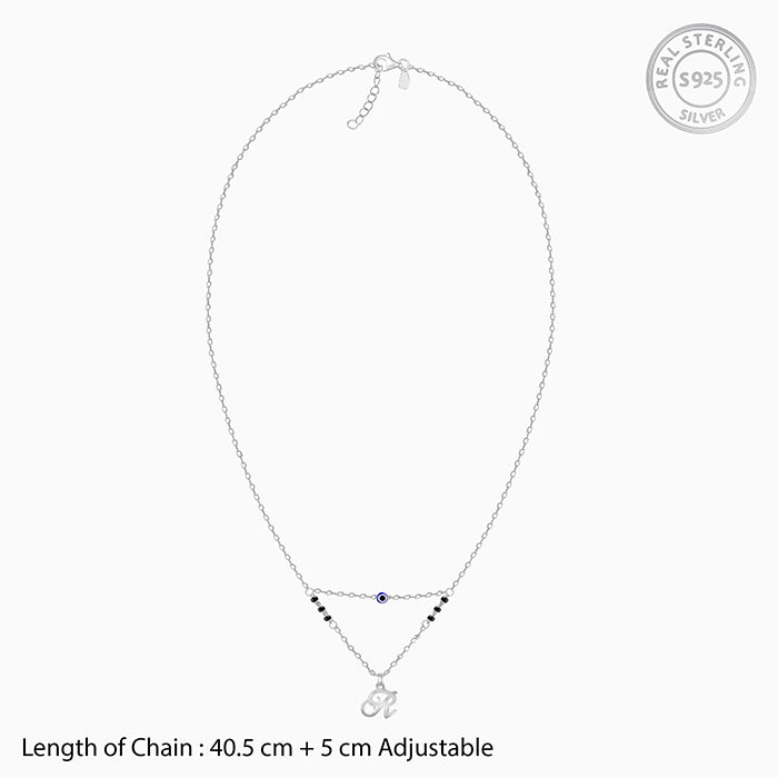 Silver Personalised Evil Eye Mangalsutra Necklace