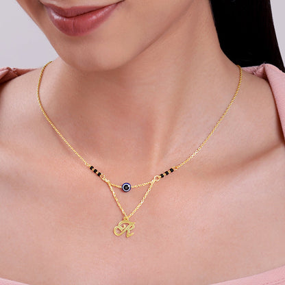 Golden Personalised Evil Eye Mangalsutra Necklace