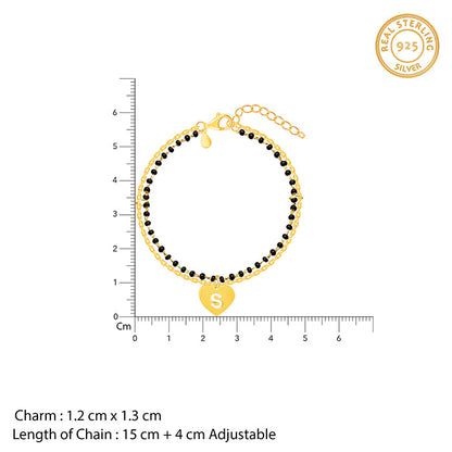 Golden Heartfelt Initial Mangalsutra Bracelet