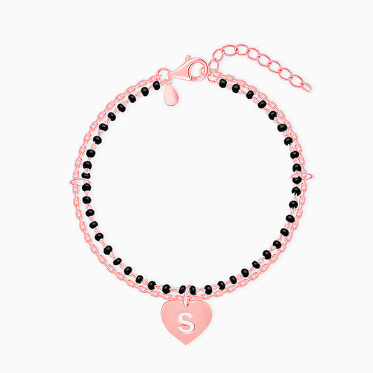 Rose Gold Heartfelt Initial Mangalsutra Bracelet