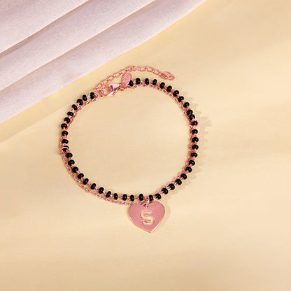 Rose Gold Heartfelt Initial Mangalsutra Bracelet