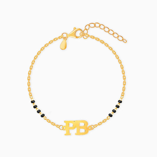 Golden Signature Initial Mangalsutra Bracelet
