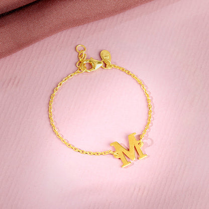 Golden Personalised Initial Kids Bracelet (0 - 2 Years)