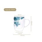 Set Of 2 Double Walled Flower Coffee Mug Blue 350ml