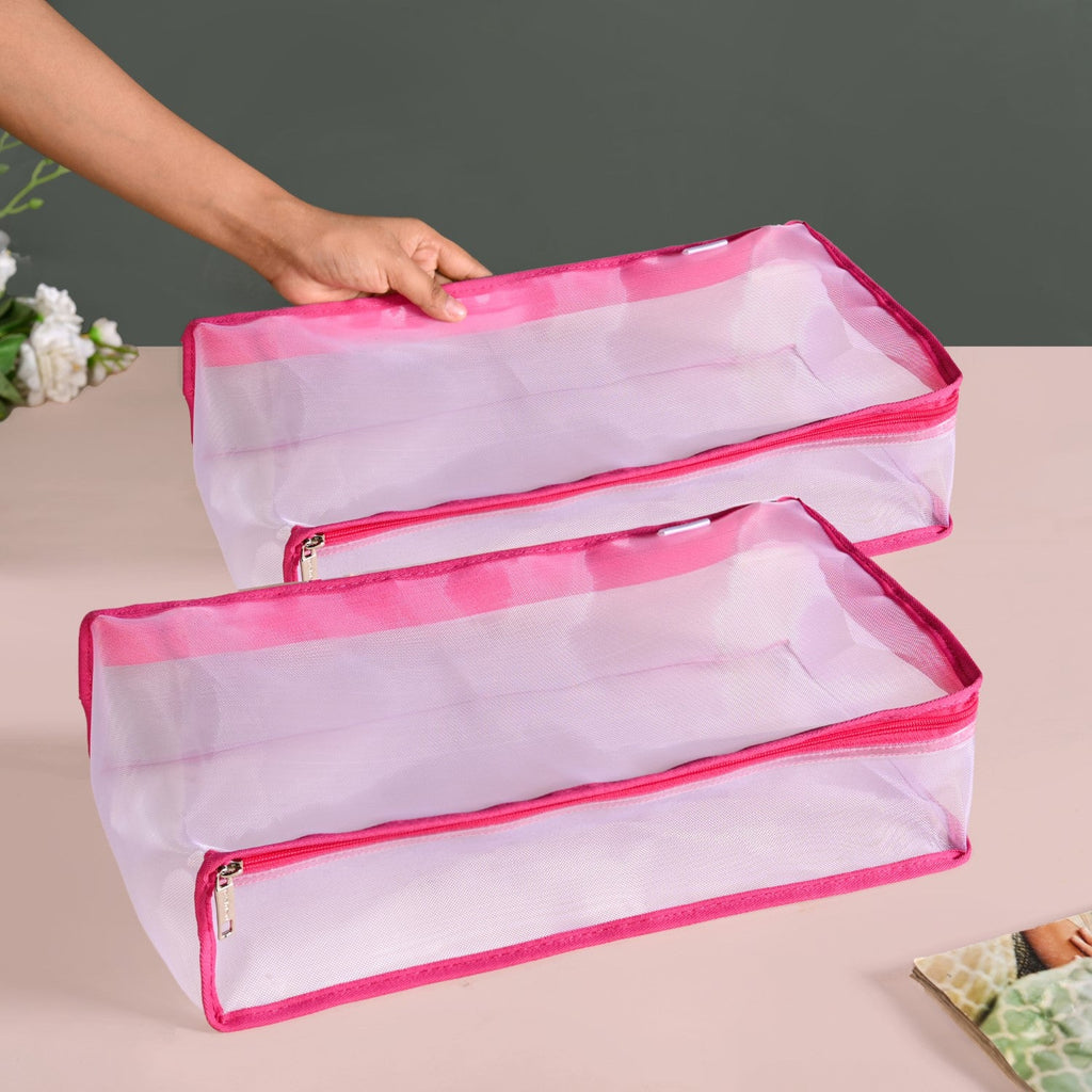 Pair Of Wardrobe Organisers With Zipper In Pink