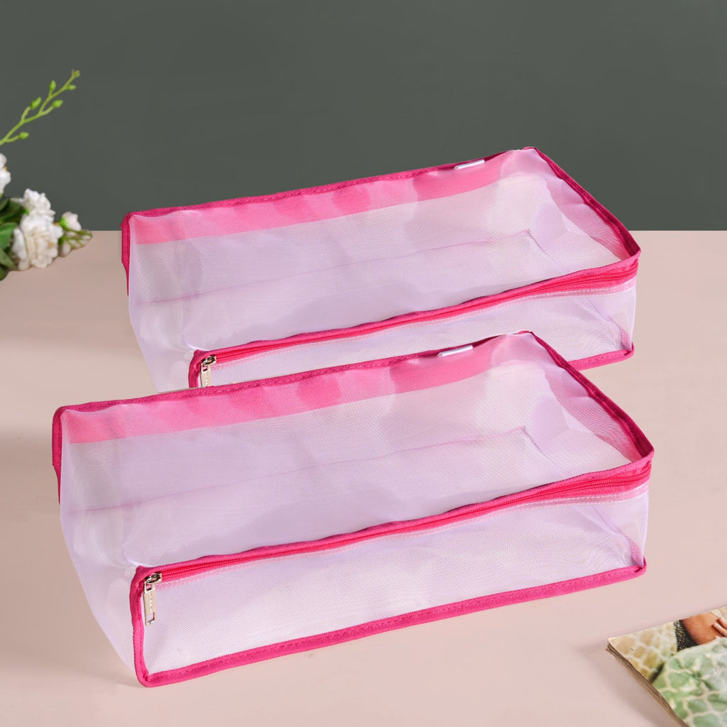 Pair Of Wardrobe Organisers With Zipper In Pink