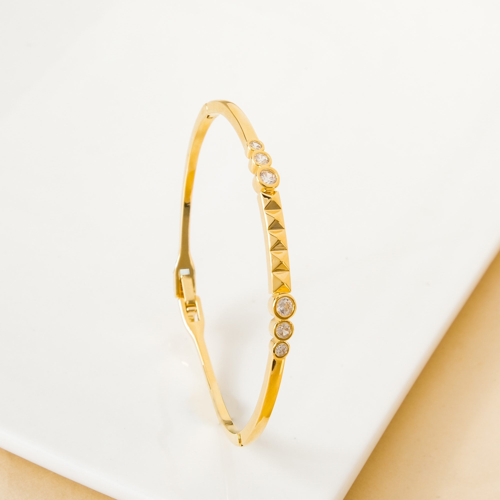 Patterned Diamond Gold Statement Bracelet