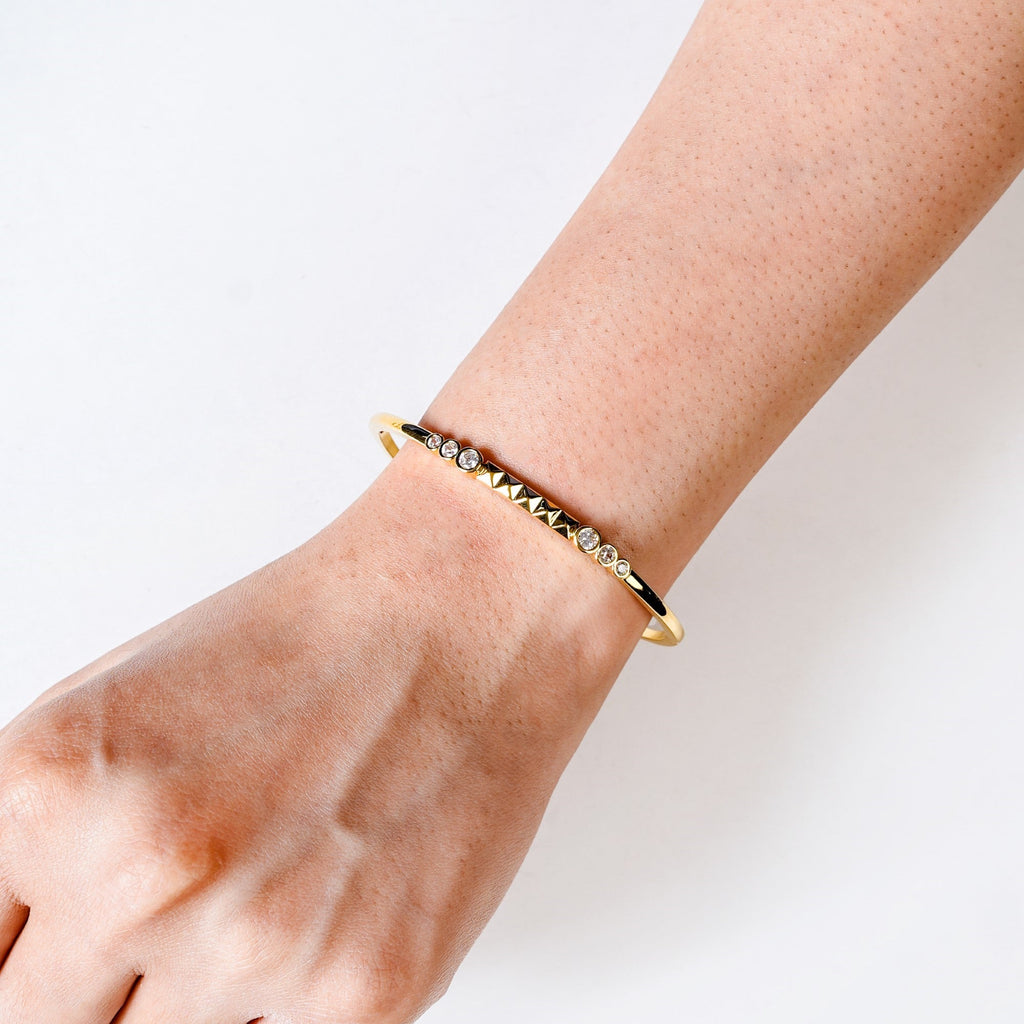Patterned Diamond Gold Statement Bracelet