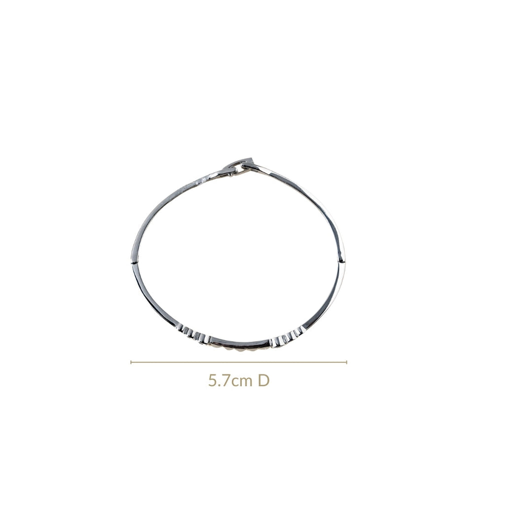 Patterned Diamond Silver Statement Bracelet