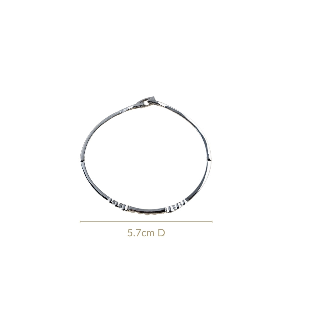 Patterned Diamond Silver Statement Bracelet