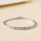 Patterned Diamond Silver Statement Bracelet