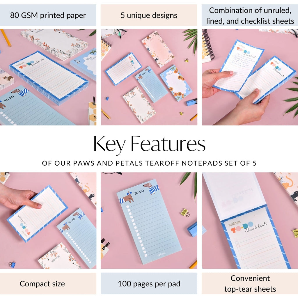 Paws And Petals Tearoff Notepads Set Of 5
