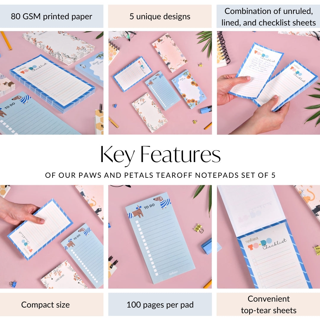 Paws And Petals Tearoff Notepads Set Of 5