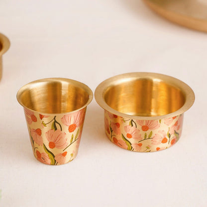 Peach Pure Brass Filter Coffee Dabara Set For 2 With Gift Box