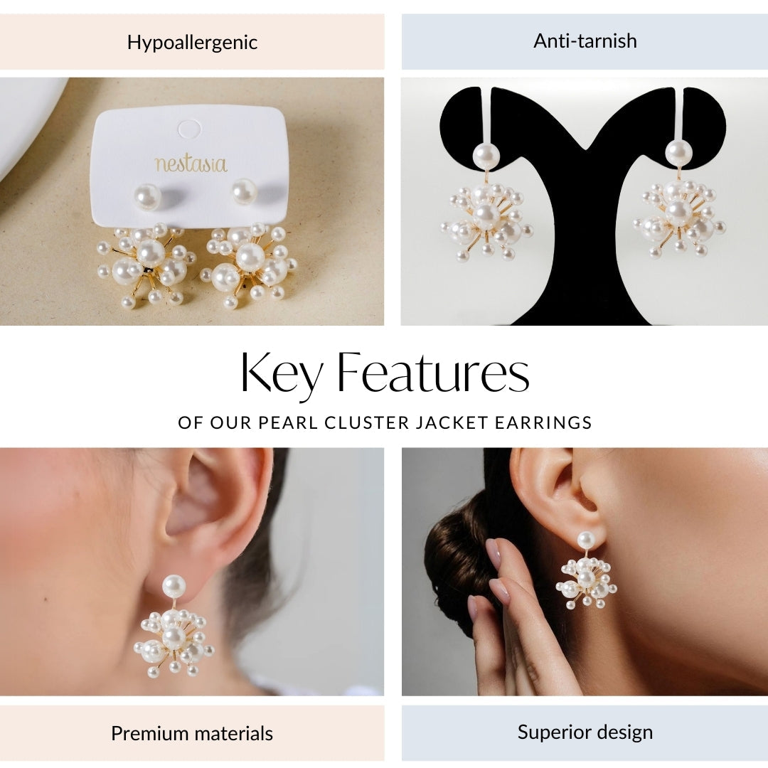 Pearl Cluster Jacket Earrings