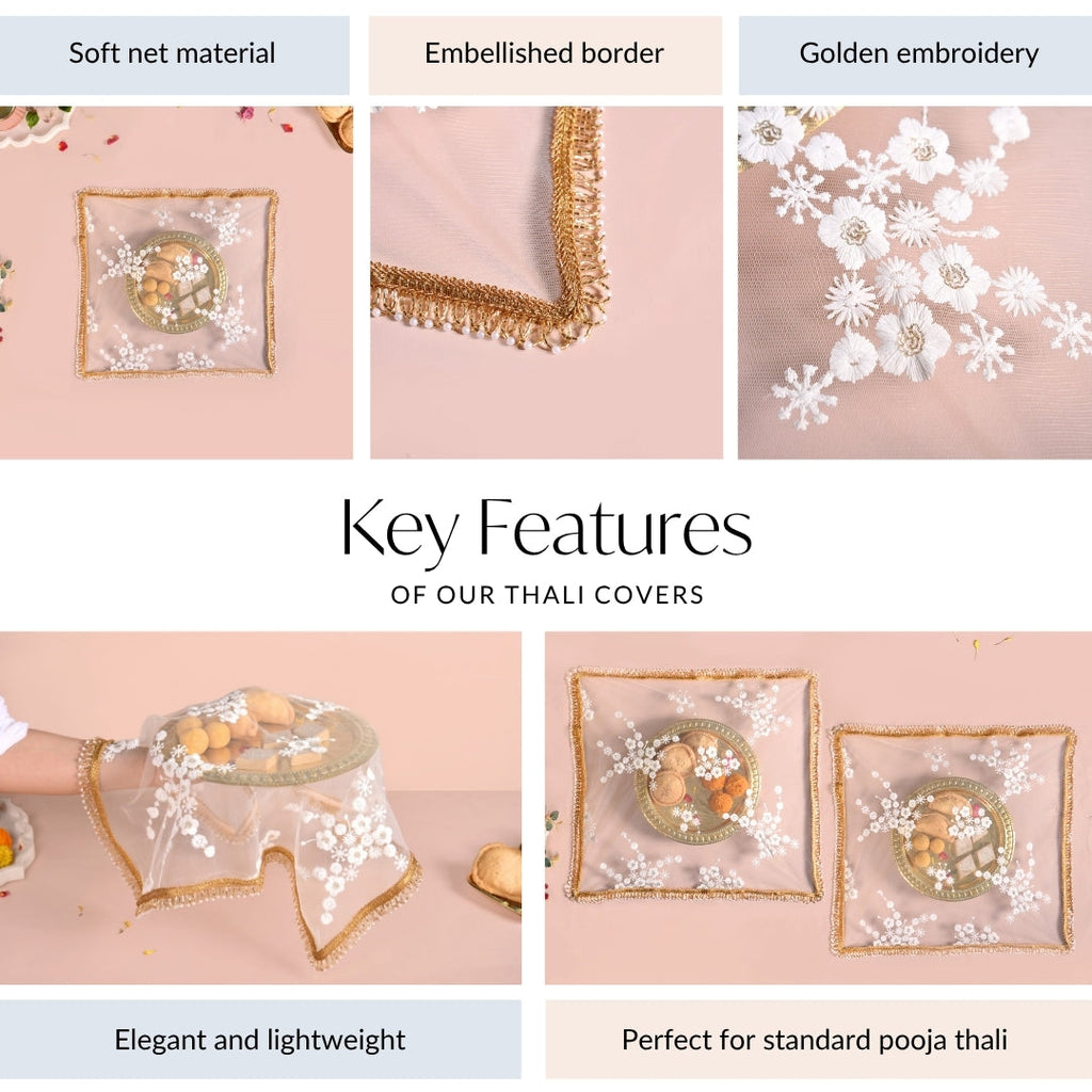 Pearl Detail Net Thali Covers Set Of 2