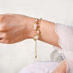 Pearls And Stars Double String Gold Bracelet