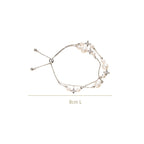 Pearls And Stars Double String Silver Bracelet