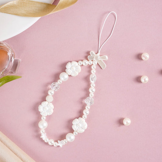 Pearly White Blossoms Phone Lanyard