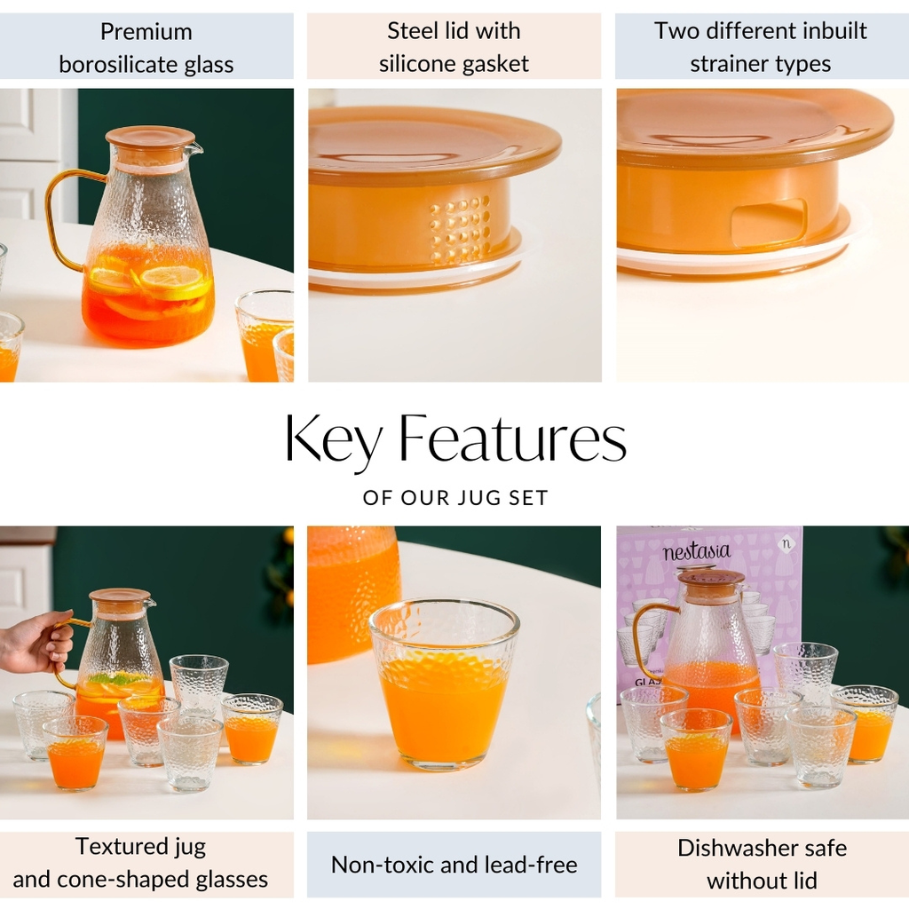 Pebble Design Jug And Glass Set Of 7