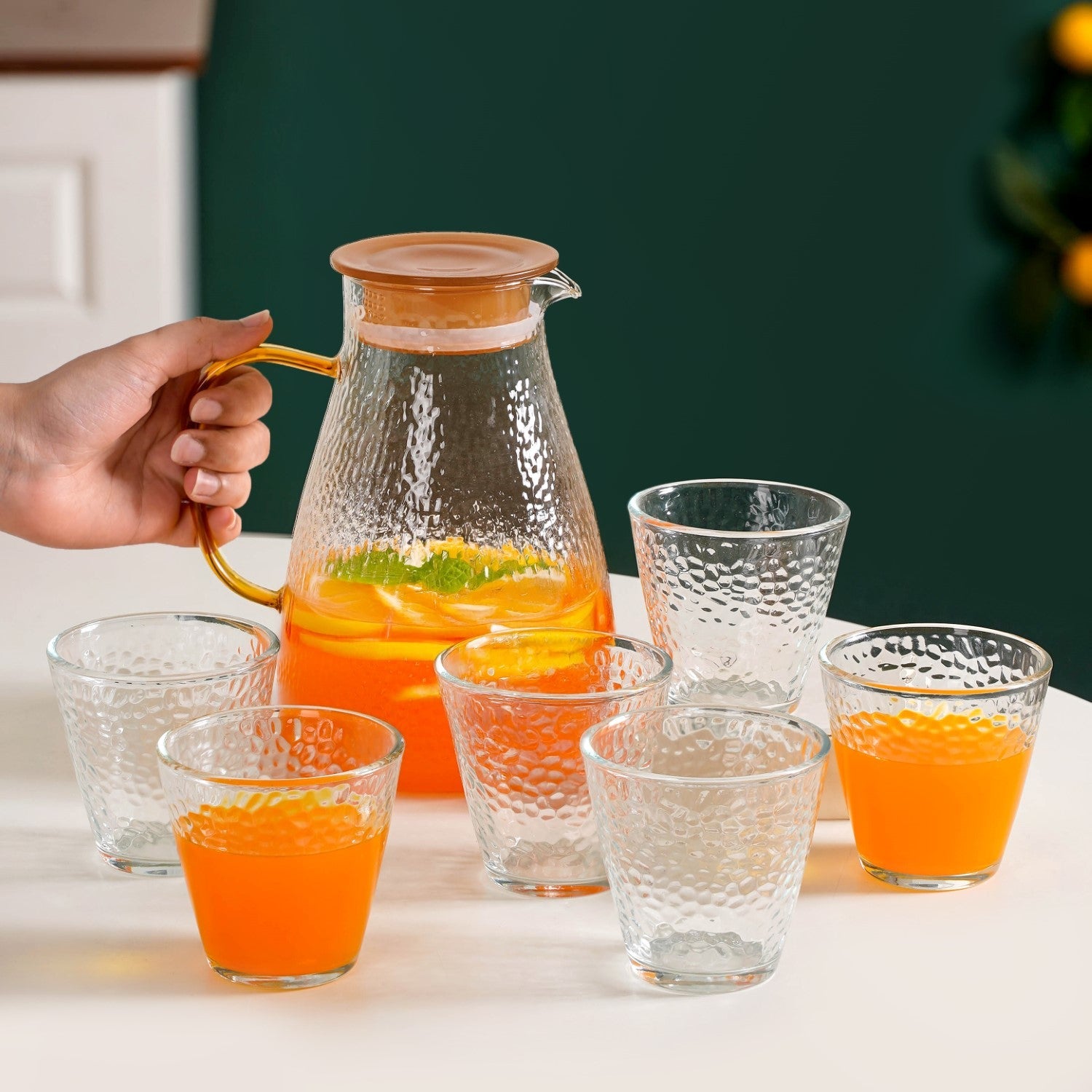 Pebble Design Jug And Glass Set Of 7