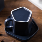 Pentagon Mug with Saucer Blue
