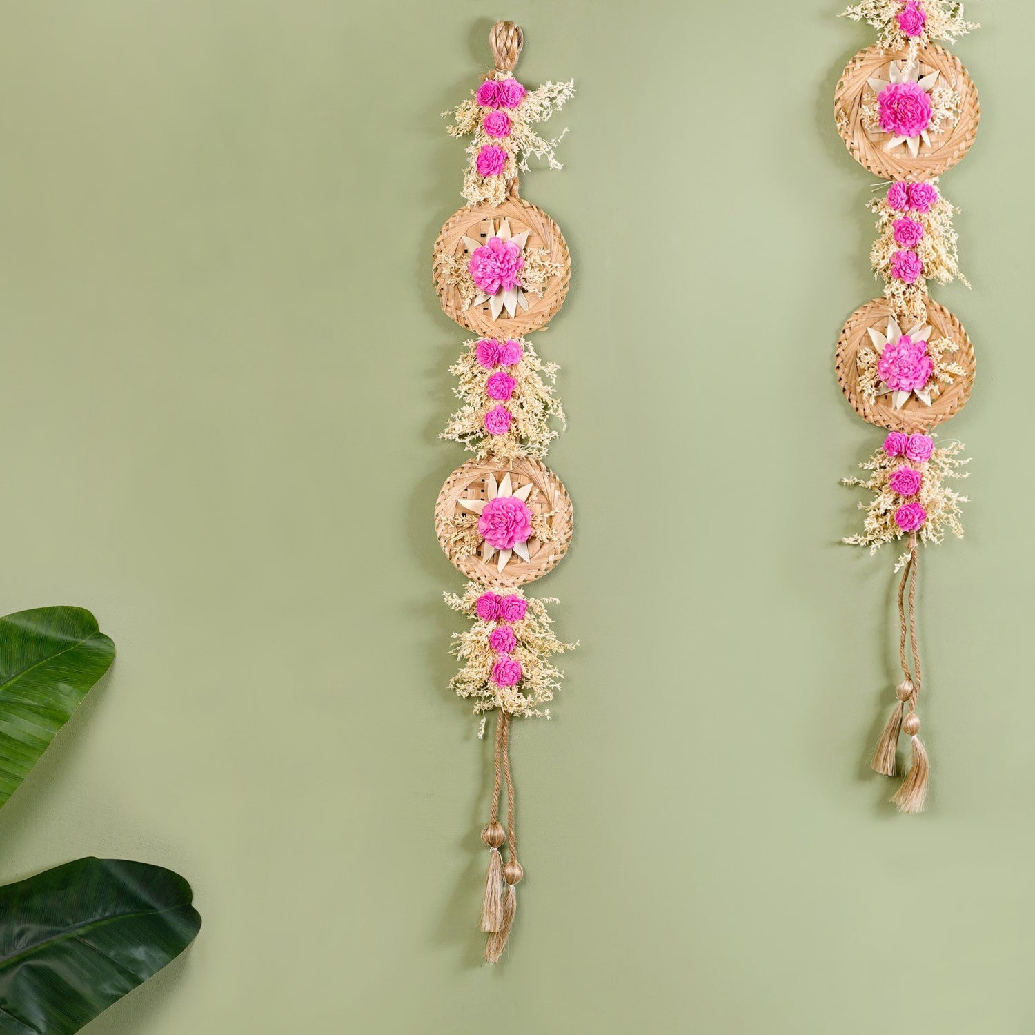 Eco Friendly Sola Flowers Wall Hanging Pink Set Of 2