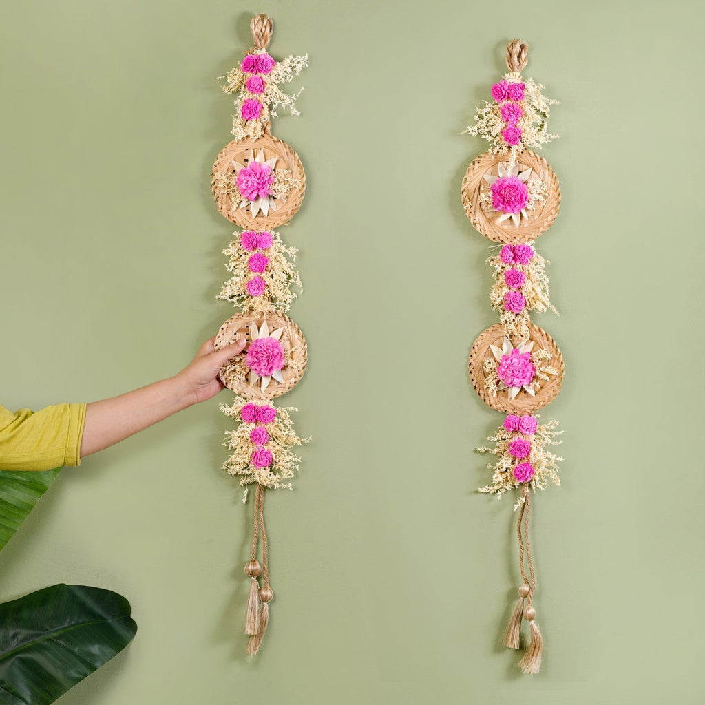 Eco Friendly Sola Flowers Wall Hanging Pink Set Of 2