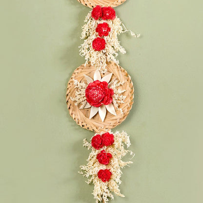 Organic Dried Flowers Wall Hanging Red Set Of 2