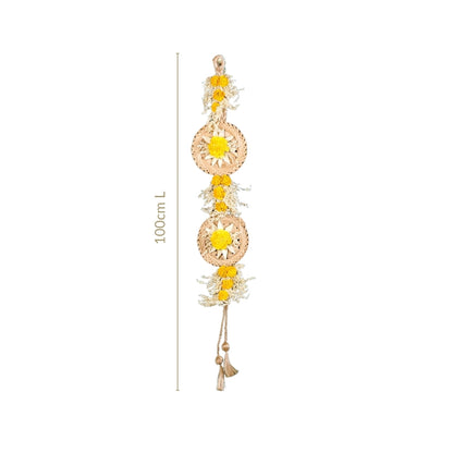 Natural Flower Jute Wall Hanging Yellow Set Of 2