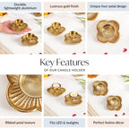 Petal Light Aluminium Tealight Candle Holder Set Of 2 In Festive Gift Box