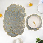 Petal Perfection Placemats Grey Gold Set Of 6
