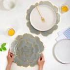 Petal Perfection Placemats Grey Gold Set Of 6