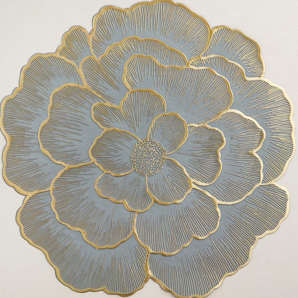 Petal Perfection Placemats Grey Gold Set Of 6