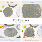 Petal Perfection Placemats Grey Gold Set Of 6