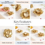 Petal Radiance Aluminium Tealight Candle Holder Set Of 2 In Festive Gift Box