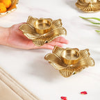 Petal Radiance Aluminium Tealight Candle Holder Set Of 2 In Festive Gift Box