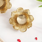 Petal Radiance Aluminium Tealight Candle Holder Set Of 2 In Festive Gift Box