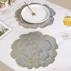 Petal Perfection Placemats Grey Gold Set Of 6