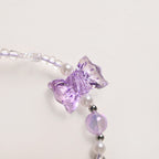 Purple Puff Pom Pom Phone Charm Strap