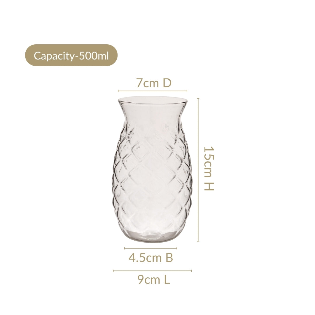 Pineapple Drinking Glass Set Of 2 500ml