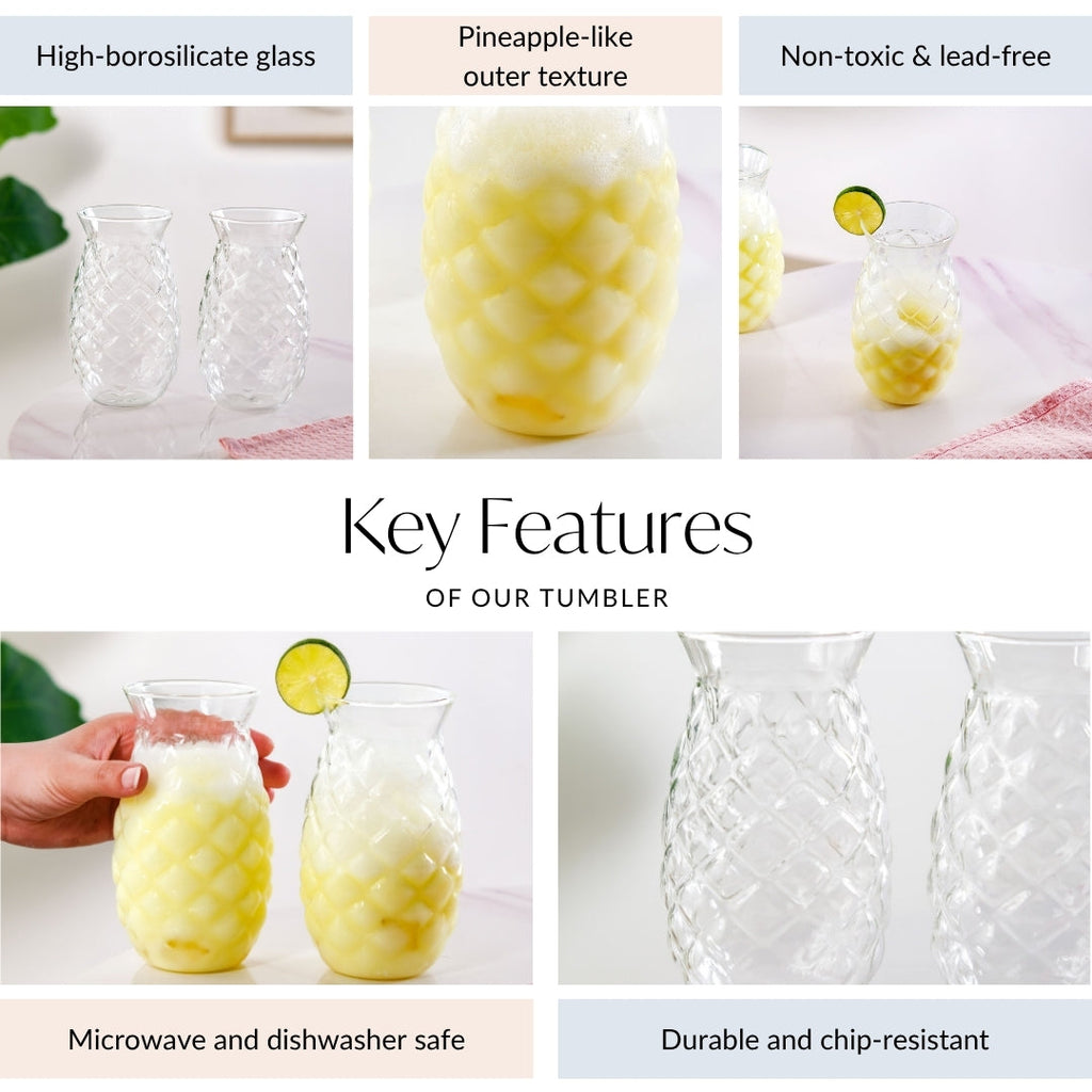 Pineapple Drinking Glass Set Of 2 500ml