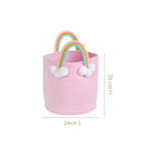 Pink Basket With Rainbow Handles 26cm
