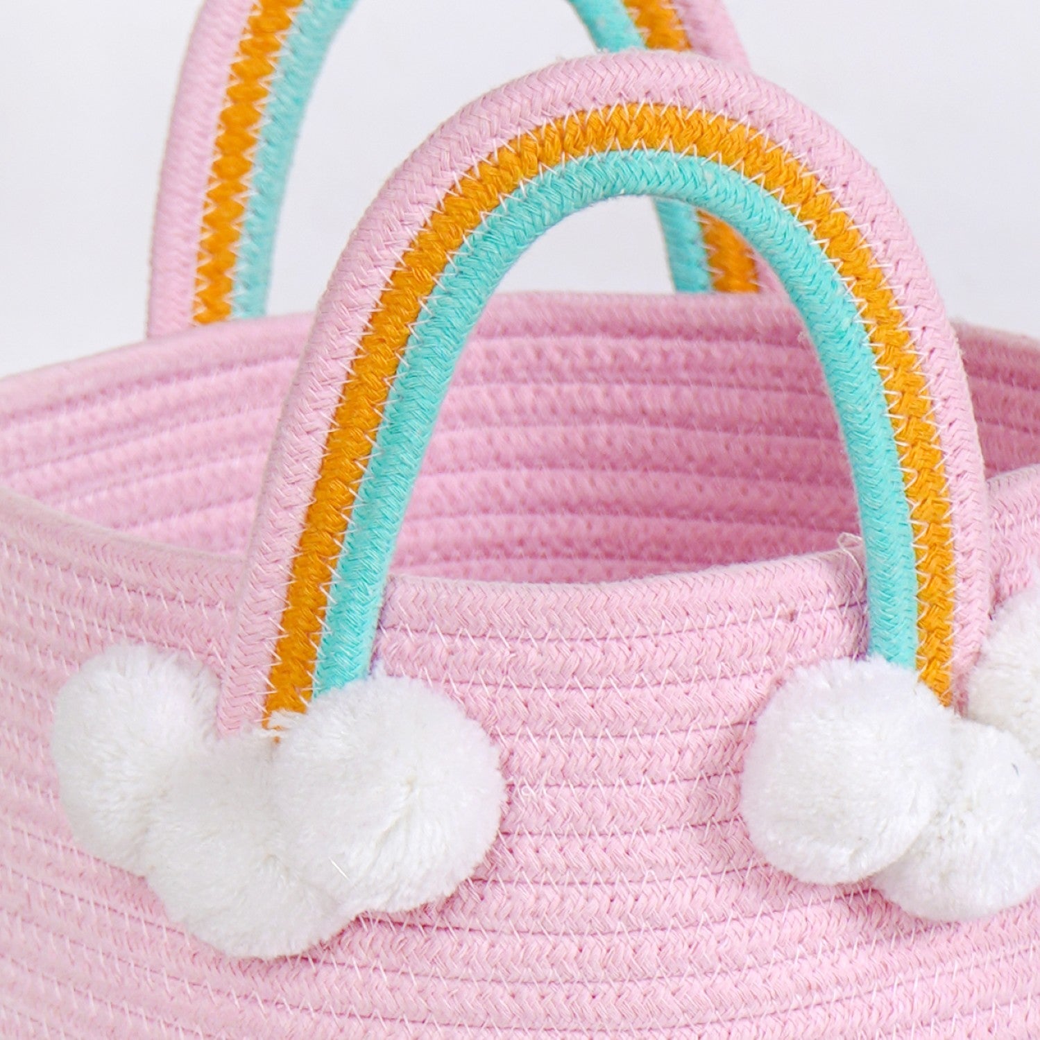 Pink Basket With Rainbow Handles 26cm