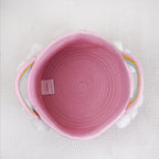 Pink Basket With Rainbow Handles 26cm