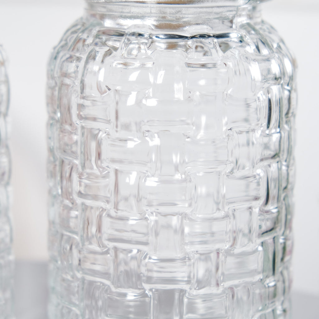 Airtight Glass Jar With Pink Bird Ceramic Lid Set Of 2 1300ml