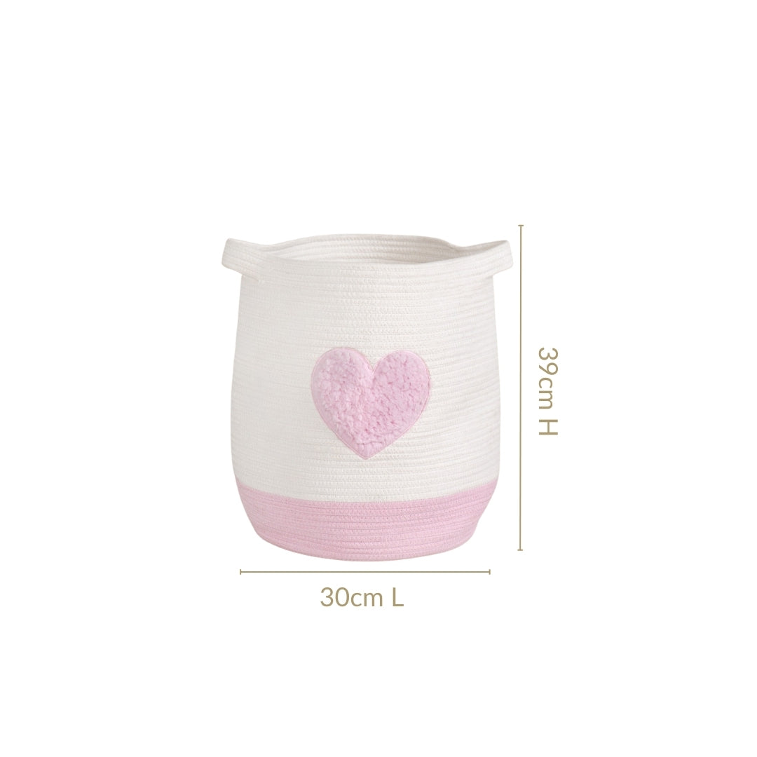 Pink Heart Storage Basket 39cm